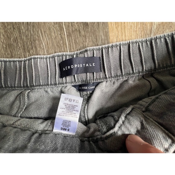 Aeropostale Cargo Pants Womens S Small Grey Excellent Mid Rise Wide Leg Utility - Picture 2 of 7